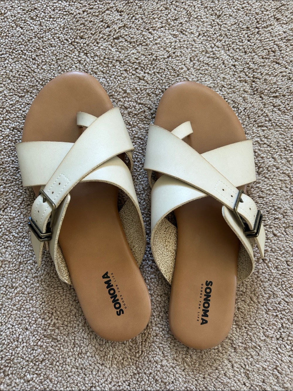 Sonoma Neutral Crisscross Slide Sandals with Buckle
